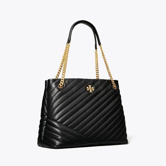 Tory Burch Handbags - Tory Burch Kira Chevron Tote Bag Black Leather & Gold Hardware NWT